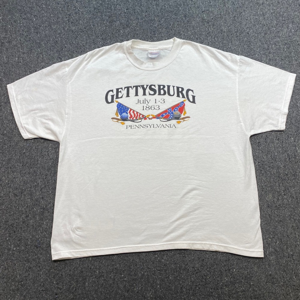Gettysburg Civil War TShirt Sz XL Mens White Retro Skater Souvenir Graphic Tee